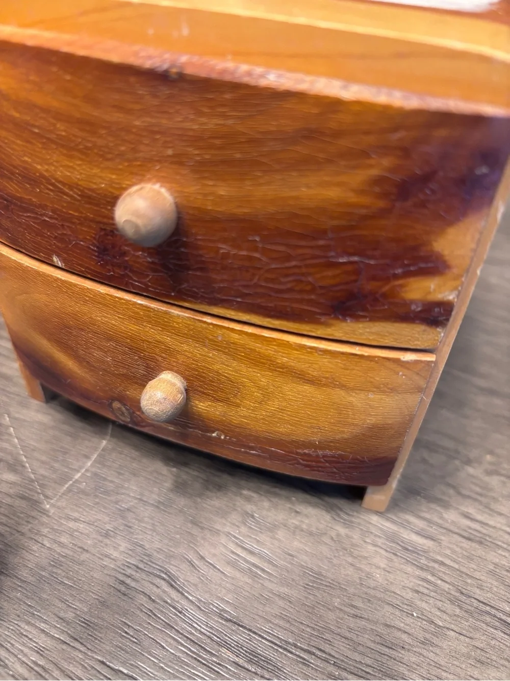 Vintage Handmade Wooden 2-Drawer Jewelry/Trinket Box in Warm Brown - Picture 11 of 11